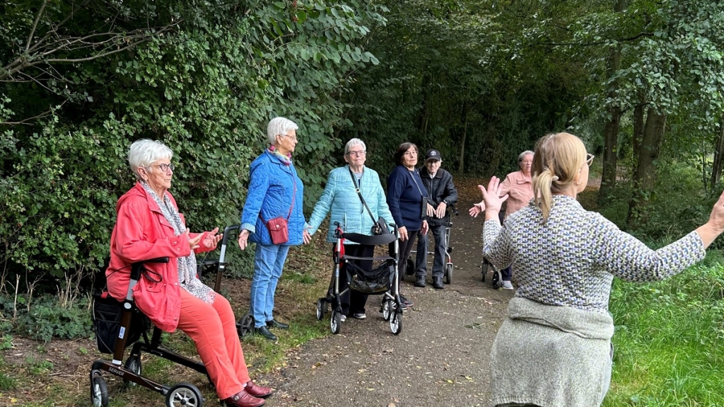 Die Senorinnen und Senioren genießen das Waldbaden