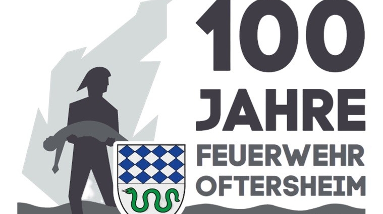 Logo Freiwillige Feuerwehr Oftersheim zum 100jährigen Bestehen.