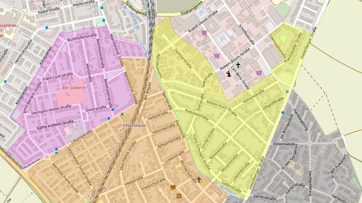 Einteilung der Schornsteinfegerbezirke in Oftersheim