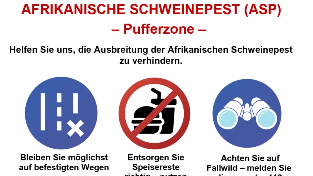 Hinweisschild zur Pufferzone bei der Afrikanischen Schweinepest