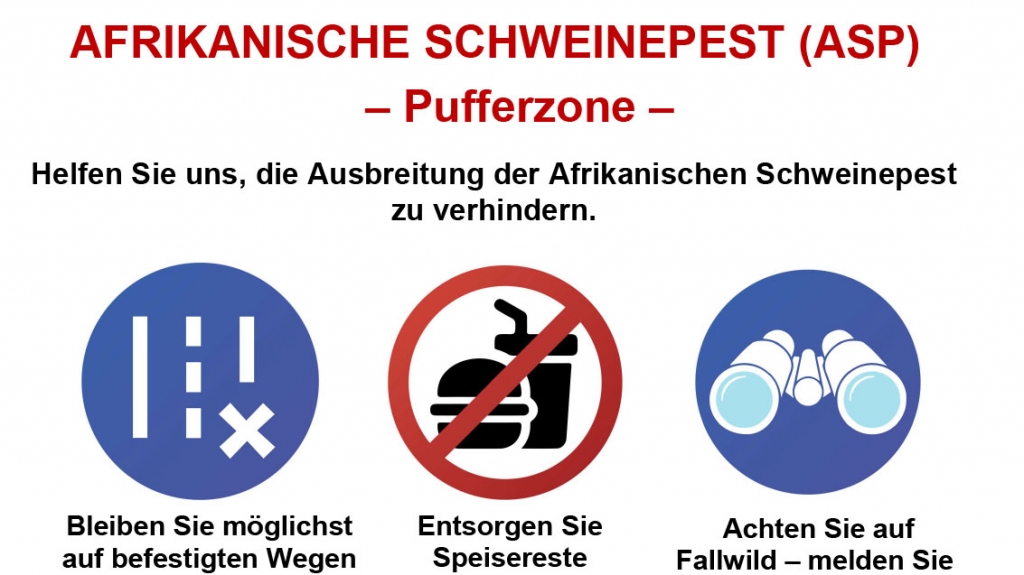 Hinweisschild zur Pufferzone bei der Afrikanischen Schweinepest ASP