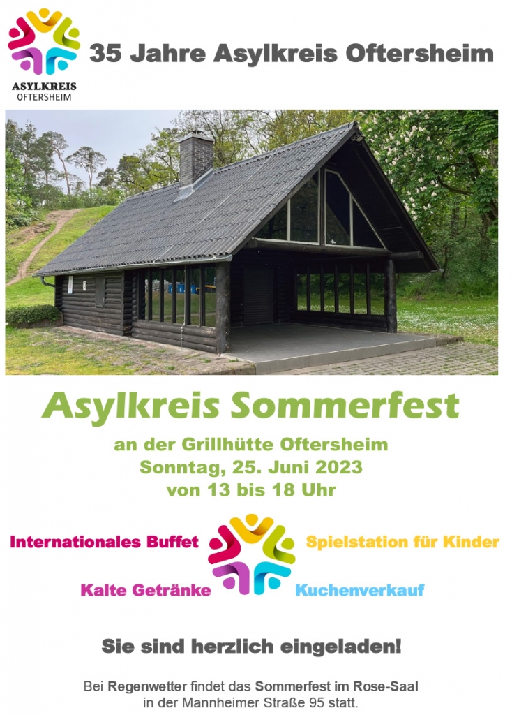 Asylkreis Sommerfest 2023 am 25. Juni an der Oftersheimer Grillhütte