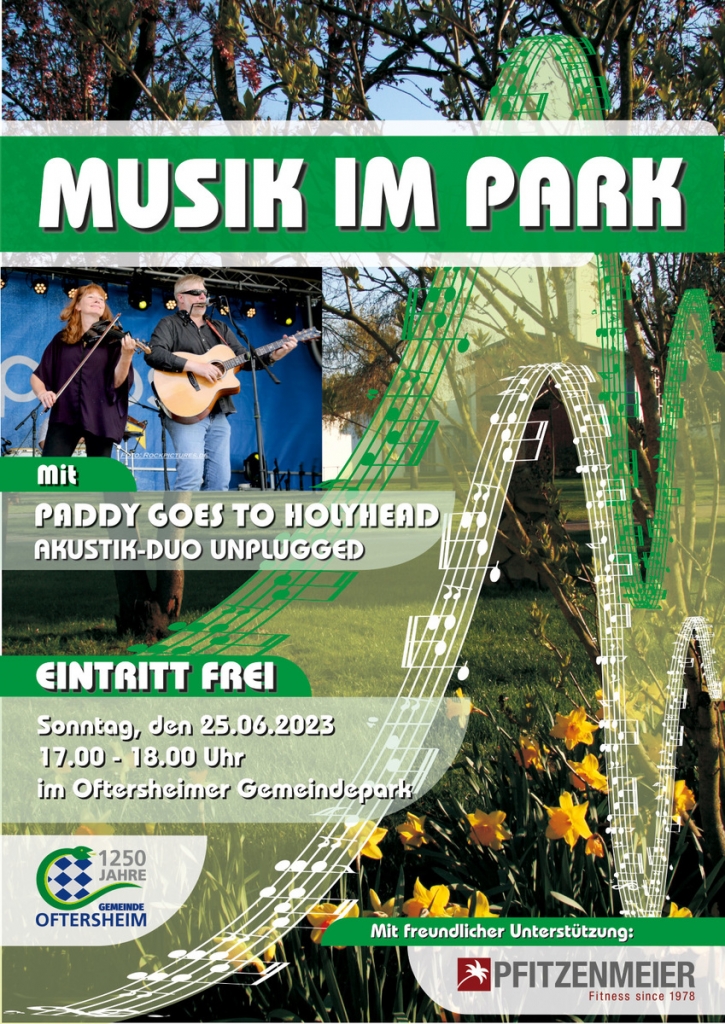 Musik im Park mit Paddy goes to Holyhead im  Juni 2023