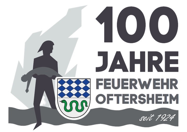 Logo Freiwillige Feuerwehr Oftersheim zum 100jährigen Bestehen.