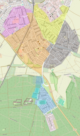 Karte mit der Aufteilung der Schornsteinfegerbezirke