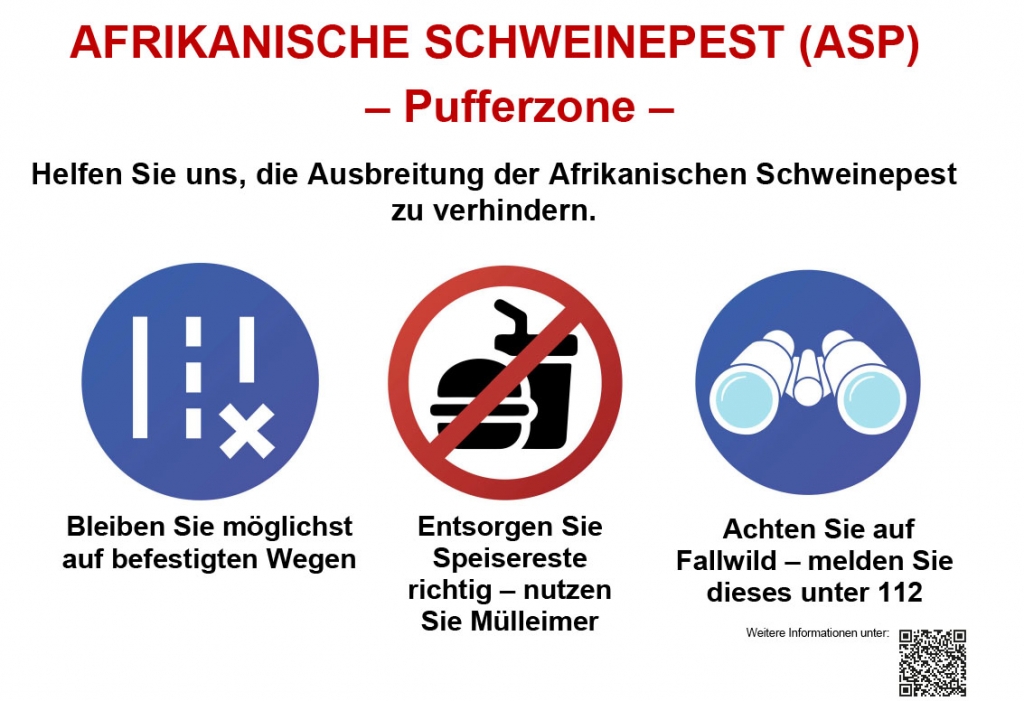 Hinweisschild zur Pufferzone bei der Afrikanischen Schweinepest